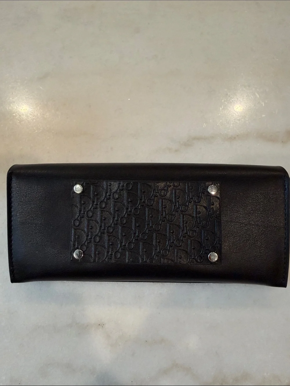 Dior Black Embossed Leather Eyewear Case